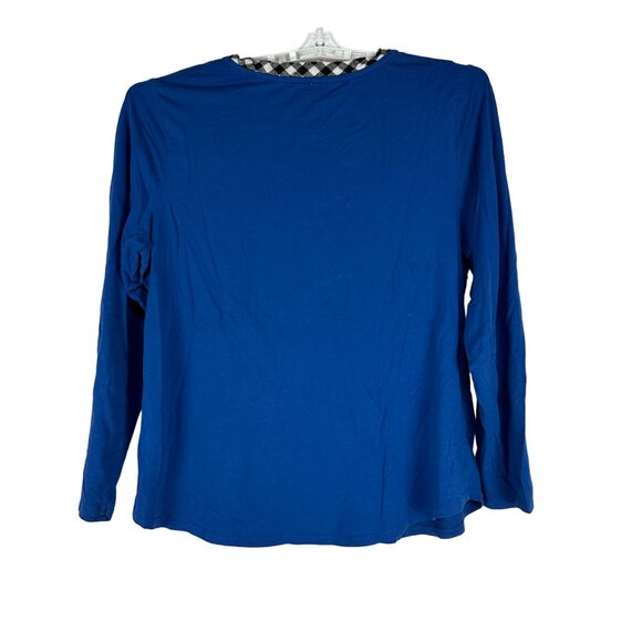 Sleep Sense Petites PXL Blue Long Sleeve Top V Neck - Picture 2 of 3